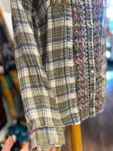 Load image into Gallery viewer, Johnny Was Workshop green, blue, pink Cotton Blend Plaid Floral Embroidery Top
