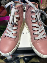 Load image into Gallery viewer, GUCCI Pink canvas Hi-Top Logo sneaker, Size 35 AS IS
