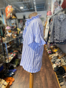 Mille Purple & White Cotton Stripe Button up Top, Size S