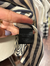 Load image into Gallery viewer, jenni kayne navy and white Viscose striped Longsleeve Button Up Top, Size L
