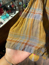 Load image into Gallery viewer, Ichi Antiguites yellow, multi Linen Plaid Relaxed Fit Button Up Dress, Size M/L
