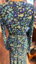 Load image into Gallery viewer, Ganni Turquoise &amp; Blue Floral wrap maxi Dress, Size 34
