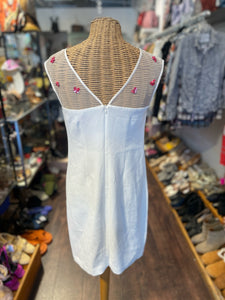 Trina Turk White Poly & Silk W/sequin flowers Dress, Size 2