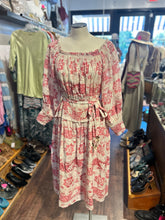 Load image into Gallery viewer, zimmermann bone and pink Linen Floral Waist detail off the shoulder Dress, Size 1=Small
