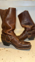 Load image into Gallery viewer, FRYE Brown Leather harness boot, Size 7.5
