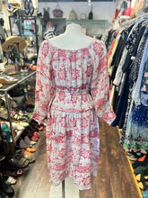 Load image into Gallery viewer, zimmermann bone and pink Linen Floral Waist detail off the shoulder Dress, Size 1=Small

