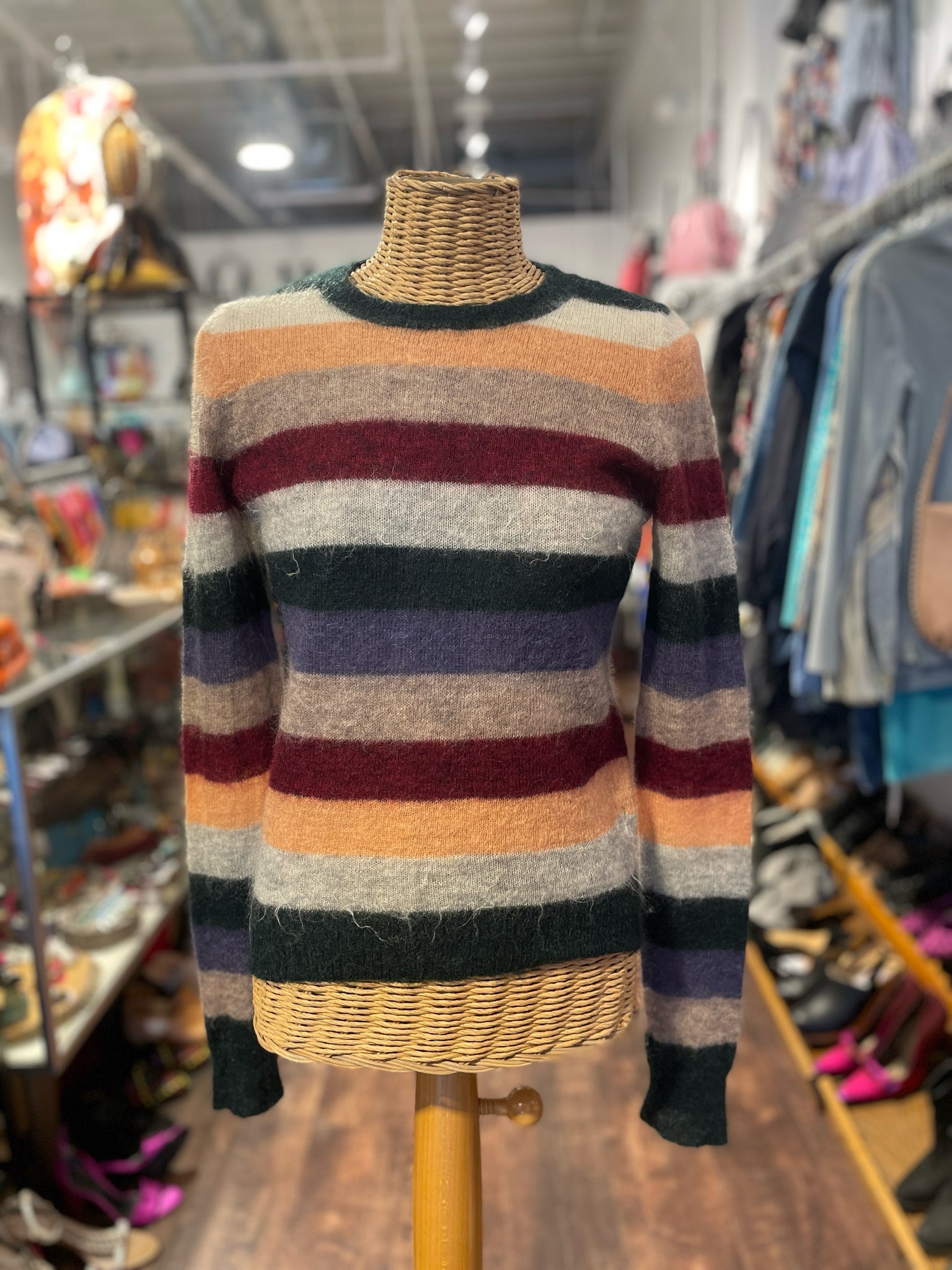 ISABEL MARANT multi color Mohair striped Longsleeve Sweater, Size 38