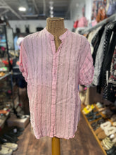 Load image into Gallery viewer, XIRENA Pink Print Cotton Stripe Metallic Button Up Top, Size S
