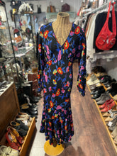 Load image into Gallery viewer, Diane Von Furstenberg black, blue &amp; pink Viscose blend Floral Maxi Dress, Size 10
