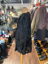 Load image into Gallery viewer, Issey Miyake Black Rayon "fringe floral" embellished Flowy Top, Size M

