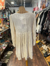 Load image into Gallery viewer, Johnny Was White Rayon &amp; Silk Floral Lace Velvet long sleeve Dress, Size M
