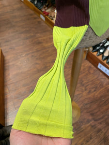 Kiko Kostadinov Green & Brown Knit Ribbed Deconstructed Top, Size 34