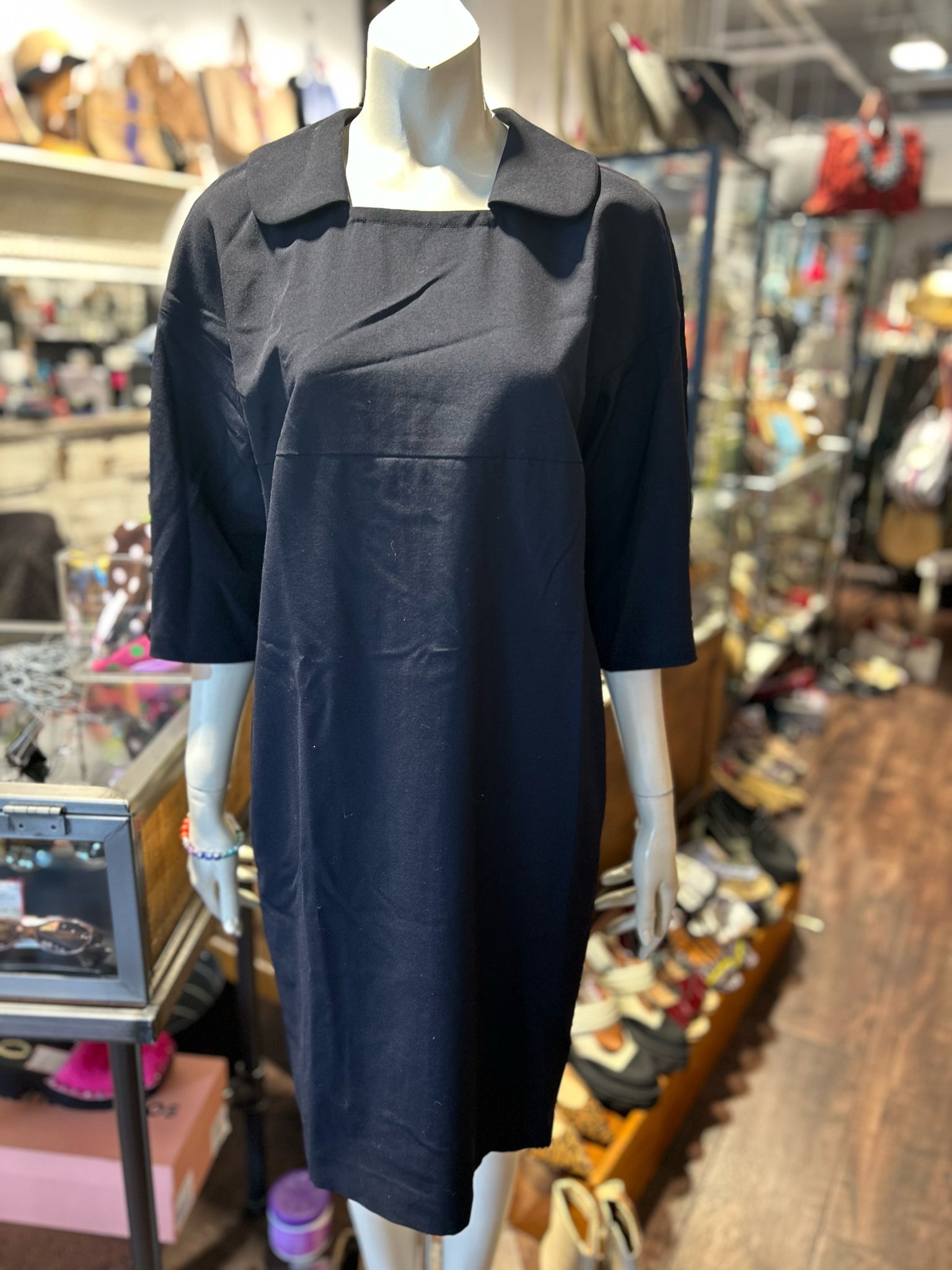 Comme des Garcons Navy Wool peter pan collar Dress