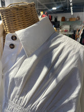 Load image into Gallery viewer, Ganni White 100% cotton ruched button down Top, Size 42
