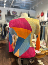 Load image into Gallery viewer, Issey Miyake fuschia,orange &amp; blue Poly pleated Color Block Top, Size S/M
