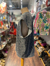 Load image into Gallery viewer, Clare V. Grey Cotton Leopard Cut off crew neck Sweater, Size XL
