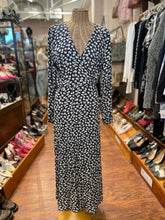 Load image into Gallery viewer, Ganni Navy &amp; Cream Floral Viscose Wrap Dress, Size 40
