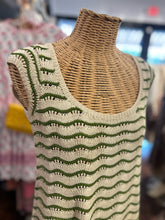 Load image into Gallery viewer, Erica Tanov Beige and green Cotton striped Knit sleevless Top
