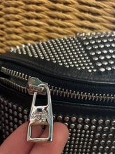 Load image into Gallery viewer, Alexander McQueen Black &amp; silver Leather Studded chain link Purse
