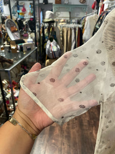 Lilith Beige & Gray sheer dots Short sleeve Dress, Size S