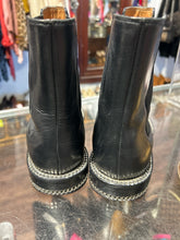 Load image into Gallery viewer, Givenchy Black Leather chelsea ankle boot w/chain detail, Size 8/8.5
