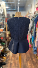 Load image into Gallery viewer, Carolina Herrera Navy Lace peplum Belted Top, Size 12
