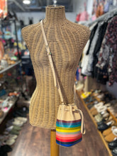 Load image into Gallery viewer, Tory Burch Tan &amp; multi Leather Stripe Small crossbody Purse
