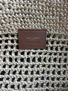 Saint Laurent Natural Raffia Logo Large Purse, duster included