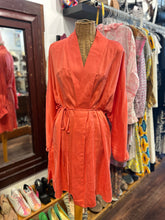 Load image into Gallery viewer, Lunya bright salmon Silk Tie Waist open front Top
