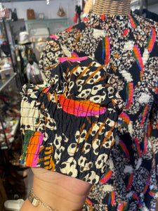 FARM Rio black & multi Viscose Leopard NWT! Dress, Size S