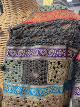 Load image into Gallery viewer, Sandy Starkman purple, blue, red rayon &amp; cotton Crotchet Layering Top, Size XL
