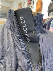 MONCLER Navy blue Knit solid half button Nylon front Sweater, Size S