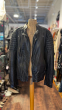Load image into Gallery viewer, ALL SAINTS Black Leather moto style Jacket, Size XL

