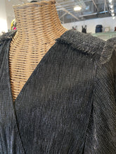 Load image into Gallery viewer, MISA Black metallic &amp; poly sparkle Ruffled longsleeve Dress, Size S
