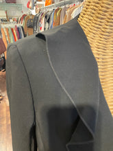 Load image into Gallery viewer, Cinq a&#39; Sept Black Triacetate ruffle collar Snap Buttons sheer accent Blazer, Size 2
