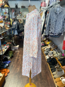dosa red, white & multi Cotton Abstract Long sleeve Button Up Dress, Size 4=XL