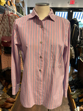 Load image into Gallery viewer, marimekko pink &amp; lavender Cotton striped button down Top, Size M
