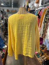 Load image into Gallery viewer, CP Shades Yellow Linen v neck longsleeve Top
