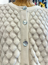 Load image into Gallery viewer, IVKO White Cotton Button Up bubble knit Sweater
