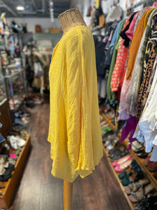 CP Shades Yellow Linen v neck longsleeve Top
