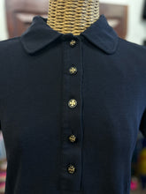 Load image into Gallery viewer, Tory Burch Navy Cotton quarter button Polo Top
