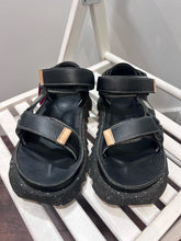 Load image into Gallery viewer, Marsell x Suicoke Black Leather Size 37 ankle &amp; toe strap jagged platform Shoe

