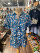 Load image into Gallery viewer, Hazel Brown teal &amp; pink Silk Floral Top CURRENT, Size L
