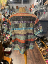 Load image into Gallery viewer, Sandy Starkman purple, blue, red rayon &amp; cotton Crotchet Layering Top, Size XL

