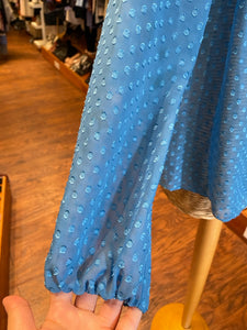 Rebecca Taylor Blue Polyester Polka Dot Sheer Layered Top, Size 4