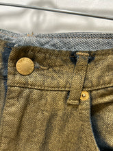 Load image into Gallery viewer, Roccobarocco Green and Blue Cotton Gradient gold accent flared Jeans, Size M/L
