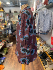 Paul Smith blue, maroon, pink Cotton Floral Button up short sleeve Top