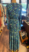 Load image into Gallery viewer, Ganni Turquoise &amp; Blue Floral wrap maxi Dress, Size 34
