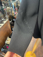 Load image into Gallery viewer, Shanghai Tang Black Blend embroidery blue lining open Blazer, Size M/L
