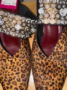 Rachel Comey brown, black, red Calf Hair W/Gemstones kitten heel Shoe, Size 9